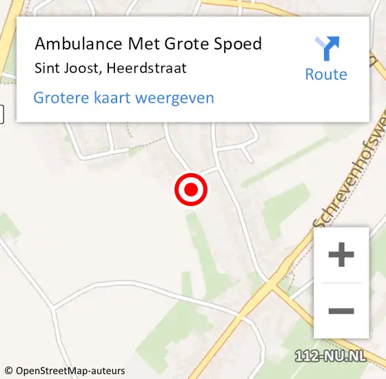 Locatie op kaart van de 112 melding: Ambulance Met Grote Spoed Naar Sint Joost, Heerdstraat op 1 december 2017 07:31