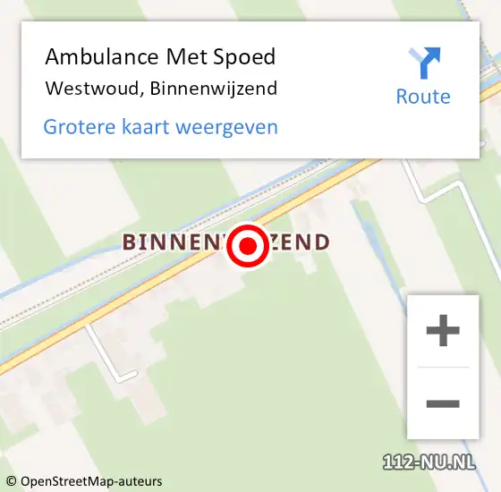 Locatie op kaart van de 112 melding: Ambulance Met Spoed Naar Westwoud, Binnenwijzend op 1 december 2017 08:16