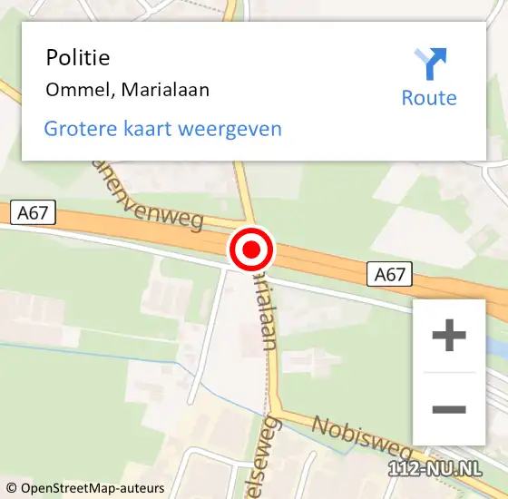 Locatie op kaart van de 112 melding: Politie Ommel, Marialaan op 1 december 2017 08:18