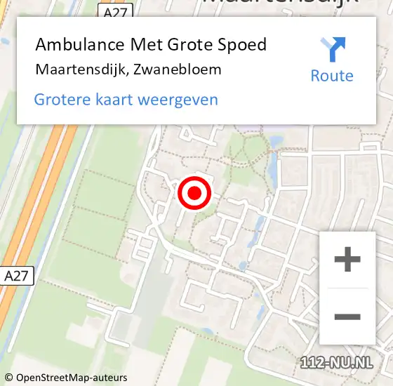 Locatie op kaart van de 112 melding: Ambulance Met Grote Spoed Naar Maartensdijk, Zwanebloem op 1 december 2017 08:36