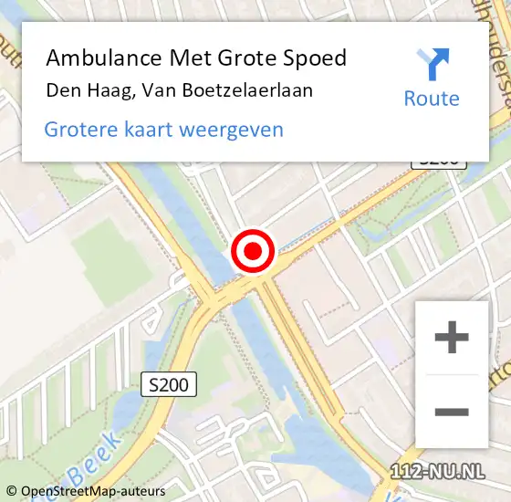 Locatie op kaart van de 112 melding: Ambulance Met Grote Spoed Naar Den Haag, Van Boetzelaerlaan op 1 december 2017 08:55