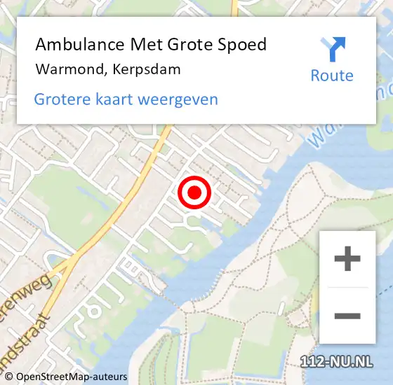 Locatie op kaart van de 112 melding: Ambulance Met Grote Spoed Naar Warmond, Kerpsdam op 1 december 2017 09:12