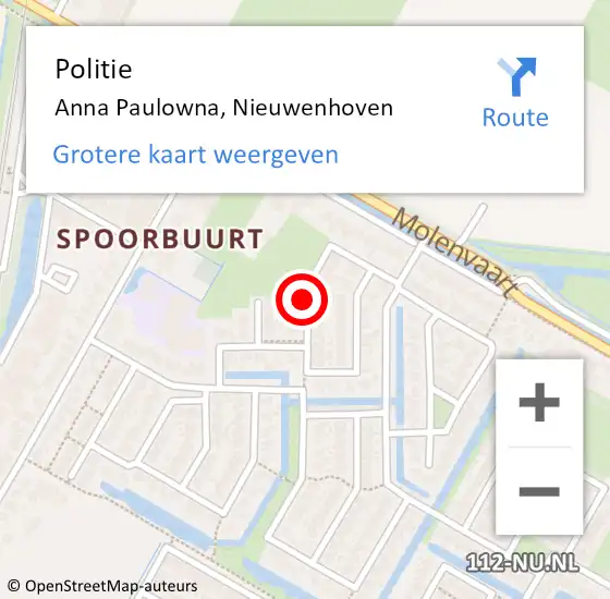 Locatie op kaart van de 112 melding: Politie Anna Paulowna, Nieuwenhoven op 1 december 2017 09:19