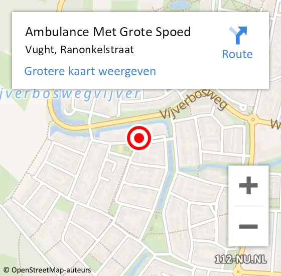 Locatie op kaart van de 112 melding: Ambulance Met Grote Spoed Naar Vught, Ranonkelstraat op 8 februari 2014 11:30