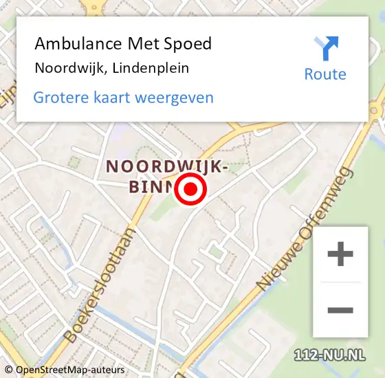 Locatie op kaart van de 112 melding: Ambulance Met Spoed Naar Noordwijk, Lindenplein op 1 december 2017 09:30