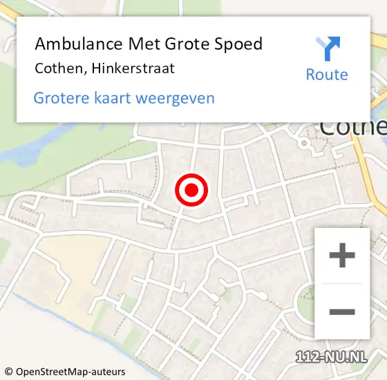 Locatie op kaart van de 112 melding: Ambulance Met Grote Spoed Naar Cothen, Hinkerstraat op 1 december 2017 09:32