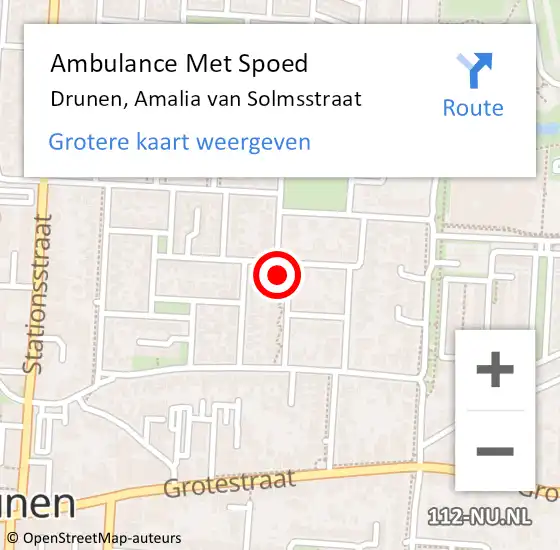 Locatie op kaart van de 112 melding: Ambulance Met Spoed Naar Drunen, Amalia van Solmsstraat op 1 december 2017 10:31