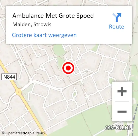 Locatie op kaart van de 112 melding: Ambulance Met Grote Spoed Naar Malden, Strowis op 1 december 2017 10:32