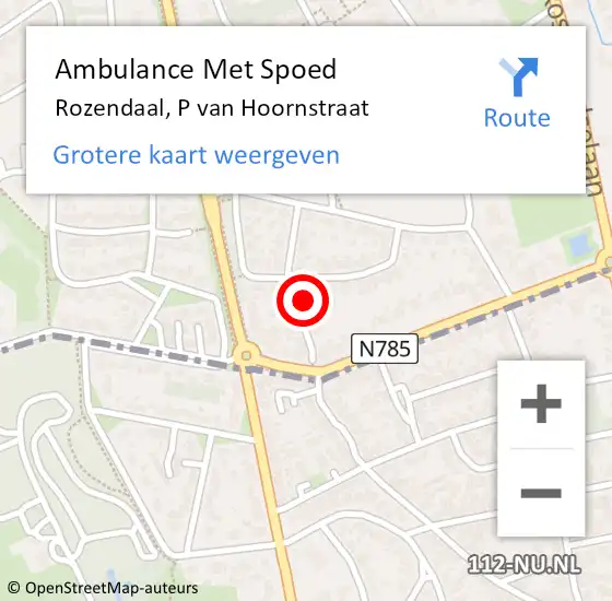 Locatie op kaart van de 112 melding: Ambulance Met Spoed Naar Rozendaal, P van Hoornstraat op 1 december 2017 10:49