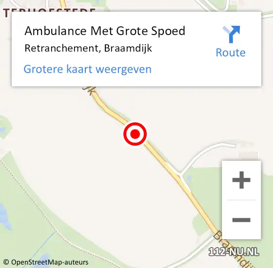 Locatie op kaart van de 112 melding: Ambulance Met Grote Spoed Naar Retranchement, Braamdijk op 1 december 2017 11:22