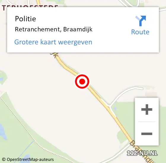 Locatie op kaart van de 112 melding: Politie Retranchement, Braamdijk op 1 december 2017 11:23