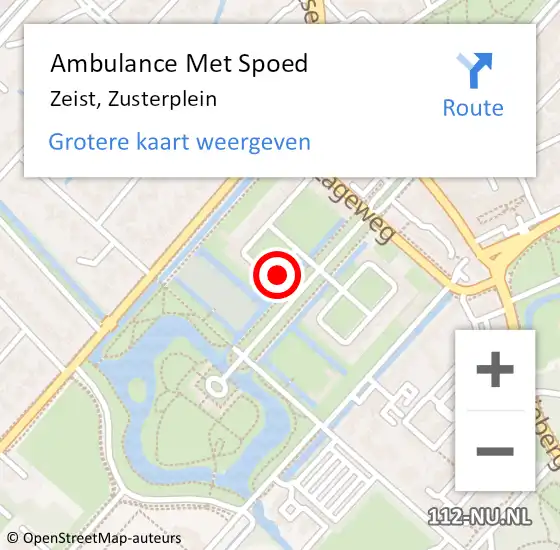 Locatie op kaart van de 112 melding: Ambulance Met Spoed Naar Zeist, Zusterplein op 1 december 2017 12:10