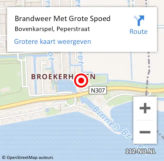 Locatie op kaart van de 112 melding: Brandweer Met Grote Spoed Naar Bovenkarspel, Peperstraat op 1 december 2017 12:26