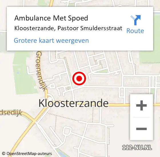 Locatie op kaart van de 112 melding: Ambulance Met Spoed Naar Kloosterzande, Pastoor Smuldersstraat op 1 december 2017 12:46