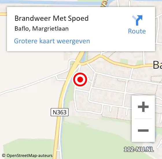 Locatie op kaart van de 112 melding: Brandweer Met Spoed Naar Baflo, Margrietlaan op 1 december 2017 13:15