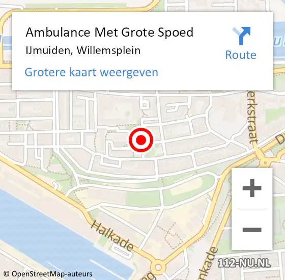 Locatie op kaart van de 112 melding: Ambulance Met Grote Spoed Naar IJmuiden, Willemsplein op 1 december 2017 13:24