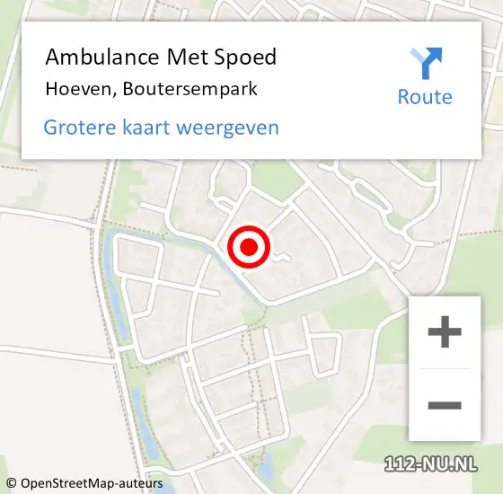 Locatie op kaart van de 112 melding: Ambulance Met Spoed Naar Hoeven, Boutersempark op 1 december 2017 13:38