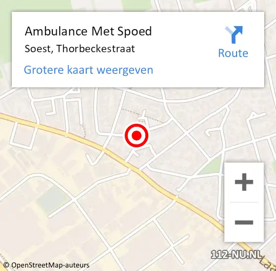 Locatie op kaart van de 112 melding: Ambulance Met Spoed Naar Soest, Thorbeckestraat op 1 december 2017 13:49