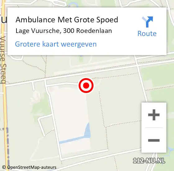 Locatie op kaart van de 112 melding: Ambulance Met Grote Spoed Naar Lage Vuursche, 300 Roedenlaan op 1 december 2017 14:59