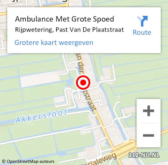 Locatie op kaart van de 112 melding: Ambulance Met Grote Spoed Naar Rijpwetering, Past Van De Plaatstraat op 1 december 2017 15:38