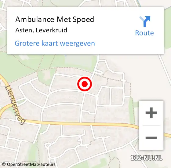 Locatie op kaart van de 112 melding: Ambulance Met Spoed Naar Asten, Leverkruid op 1 december 2017 15:42