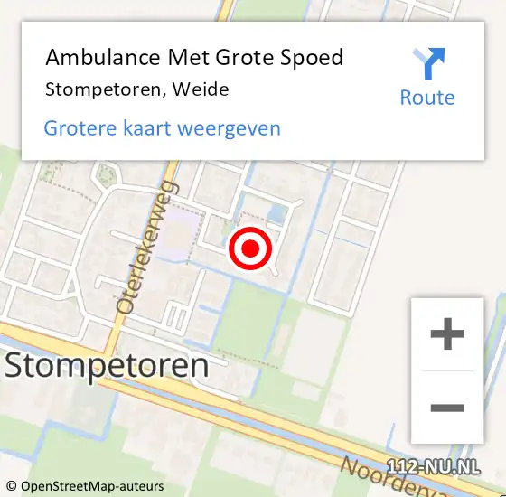 Locatie op kaart van de 112 melding: Ambulance Met Grote Spoed Naar Stompetoren, Weide op 8 februari 2014 12:11