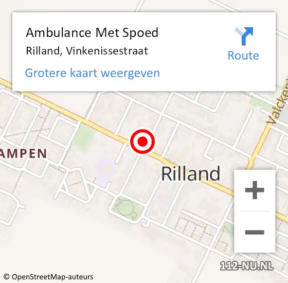 Locatie op kaart van de 112 melding: Ambulance Met Spoed Naar Rilland, Vinkenissestraat op 1 december 2017 16:07