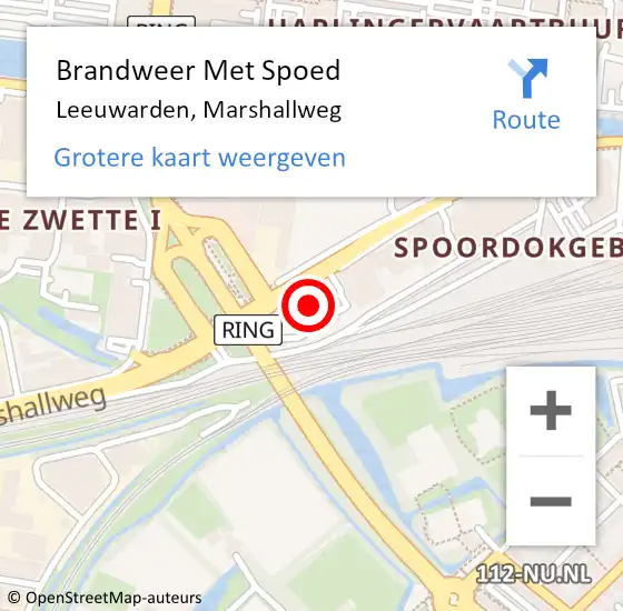 Locatie op kaart van de 112 melding: Brandweer Met Spoed Naar Leeuwarden, Marshallweg op 1 december 2017 16:37