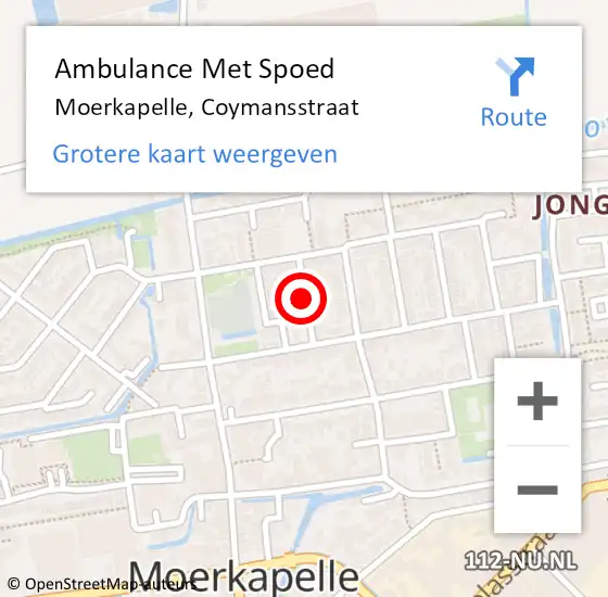 Locatie op kaart van de 112 melding: Ambulance Met Spoed Naar Moerkapelle, Coymansstraat op 1 december 2017 16:55