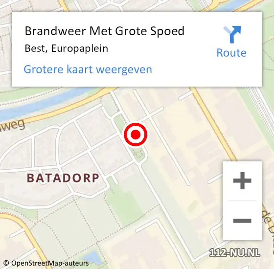 Locatie op kaart van de 112 melding: Brandweer Met Grote Spoed Naar Best, Europaplein op 1 december 2017 17:10