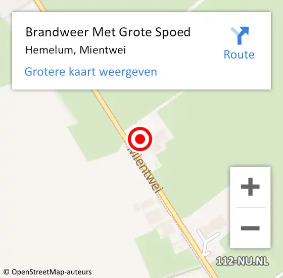 Locatie op kaart van de 112 melding: Brandweer Met Grote Spoed Naar Hemelum, Mientwei op 1 december 2017 17:24