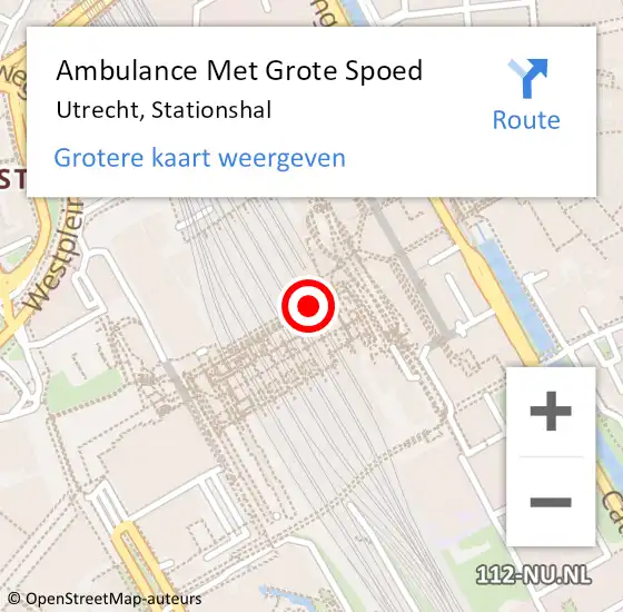 Locatie op kaart van de 112 melding: Ambulance Met Grote Spoed Naar Utrecht, Stationshal op 1 december 2017 17:37
