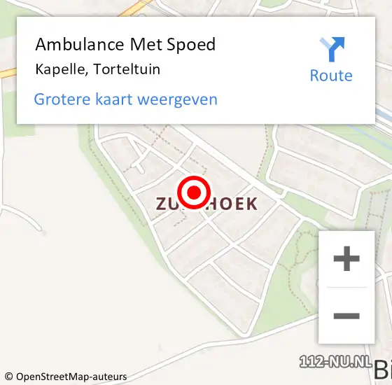 Locatie op kaart van de 112 melding: Ambulance Met Spoed Naar Kapelle, Torteltuin op 1 december 2017 17:48