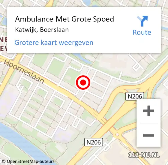 Locatie op kaart van de 112 melding: Ambulance Met Grote Spoed Naar Katwijk, Boerslaan op 1 december 2017 18:13