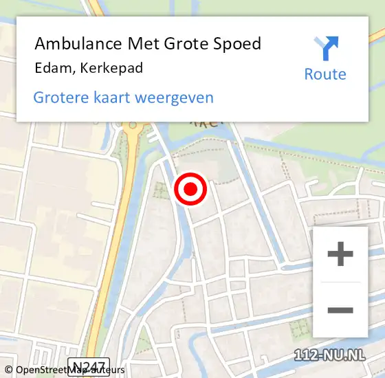 Locatie op kaart van de 112 melding: Ambulance Met Grote Spoed Naar Edam, Kerkepad op 1 december 2017 18:37