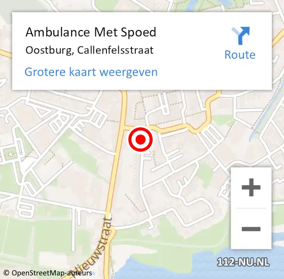 Locatie op kaart van de 112 melding: Ambulance Met Spoed Naar Oostburg, Callenfelsstraat op 1 december 2017 18:38