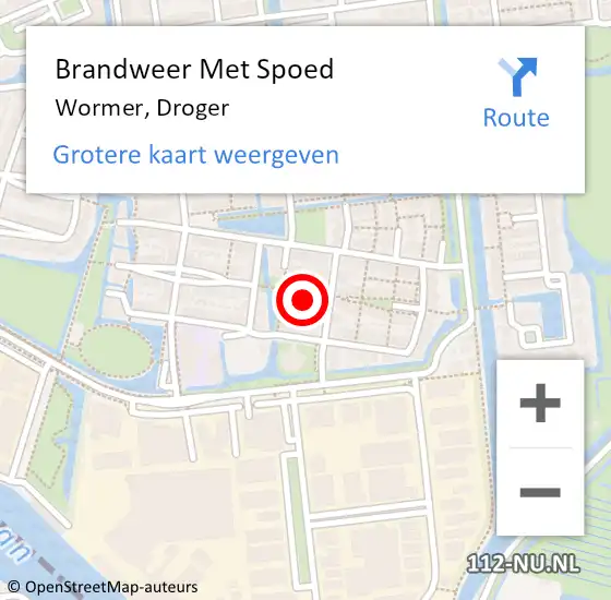 Locatie op kaart van de 112 melding: Brandweer Met Spoed Naar Wormer, Droger op 1 december 2017 19:24