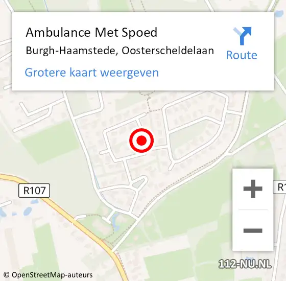 Locatie op kaart van de 112 melding: Ambulance Met Spoed Naar Burgh-Haamstede, Oosterscheldelaan op 1 december 2017 19:24