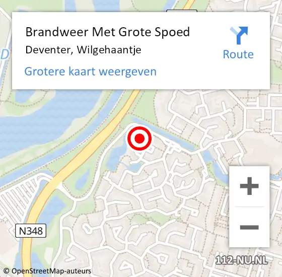 Locatie op kaart van de 112 melding: Brandweer Met Grote Spoed Naar Deventer, Wilgehaantje op 8 februari 2014 12:40