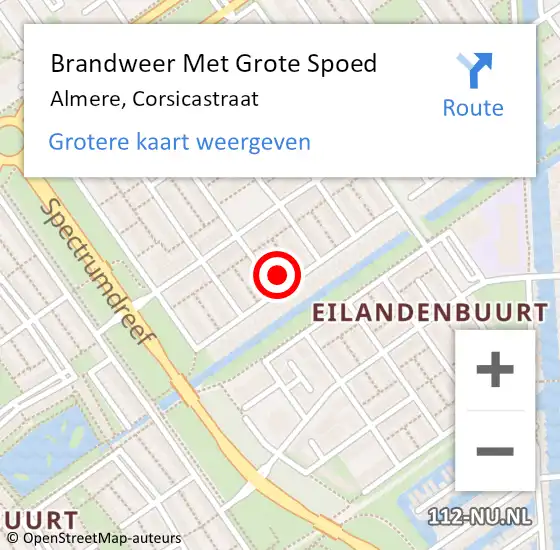 Locatie op kaart van de 112 melding: Brandweer Met Grote Spoed Naar Almere, Corsicastraat op 1 december 2017 20:18