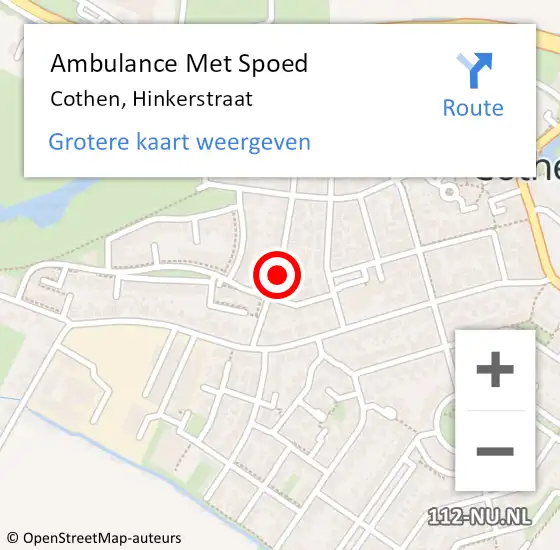 Locatie op kaart van de 112 melding: Ambulance Met Spoed Naar Cothen, Hinkerstraat op 1 december 2017 20:55