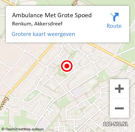 Locatie op kaart van de 112 melding: Ambulance Met Grote Spoed Naar Renkum, Akkersdreef op 1 december 2017 21:12