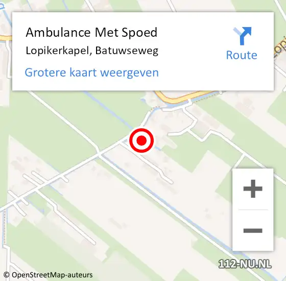 Locatie op kaart van de 112 melding: Ambulance Met Spoed Naar Lopikerkapel, Batuwseweg op 1 december 2017 21:20