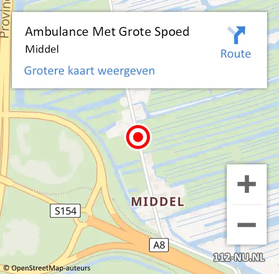 Locatie op kaart van de 112 melding: Ambulance Met Grote Spoed Naar Middel op 1 december 2017 21:57