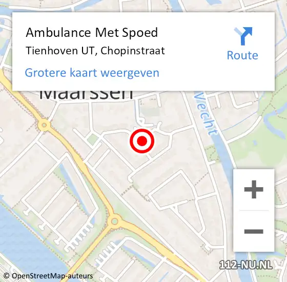 Locatie op kaart van de 112 melding: Ambulance Met Spoed Naar Tienhoven UT, Chopinstraat op 1 december 2017 22:37