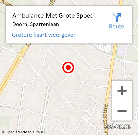 Locatie op kaart van de 112 melding: Ambulance Met Grote Spoed Naar Doorn, Sparrenlaan op 1 december 2017 22:58