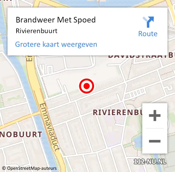 Locatie op kaart van de 112 melding: Brandweer Met Spoed Naar Rivierenbuurt op 1 december 2017 23:13
