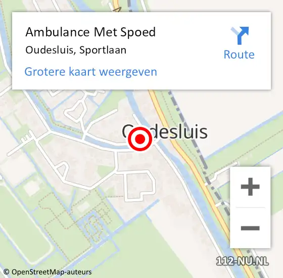 Locatie op kaart van de 112 melding: Ambulance Met Spoed Naar Oudesluis, Sportlaan op 1 december 2017 23:33