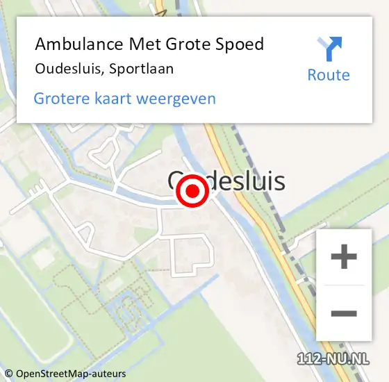 Locatie op kaart van de 112 melding: Ambulance Met Grote Spoed Naar Oudesluis, Sportlaan op 1 december 2017 23:34