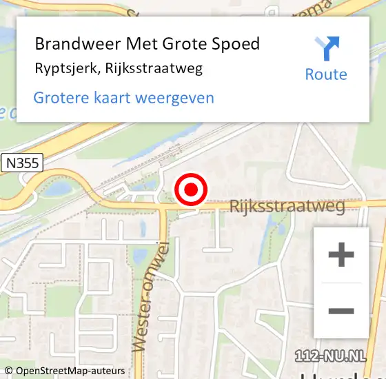 Locatie op kaart van de 112 melding: Brandweer Met Grote Spoed Naar Ryptsjerk, Rijksstraatweg op 2 december 2017 00:21